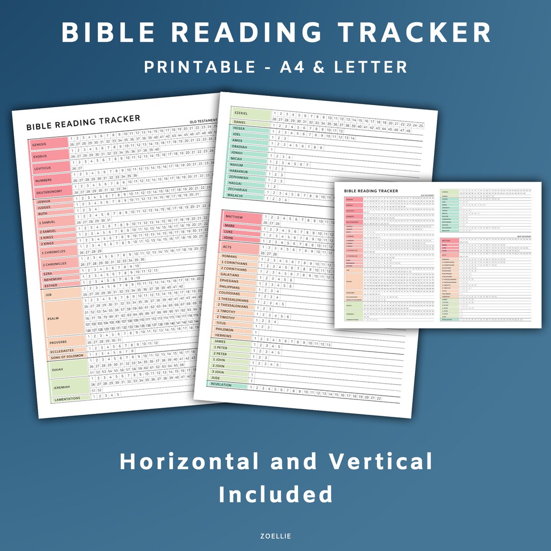 Printable Bible Reading Tracker, A4, Letter, Rainbow, PDF, Bible ...