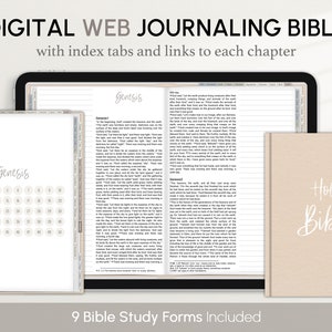Digital World English Journaling Bible with index tabs, Neutral, Goodnotes, Xodo, Prayer Journal, Bible Study, Sermon notes