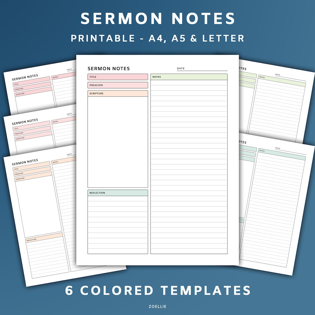 Printable Sermon Note, A4, A5 and Letter, Rainbow, PDF, Bible Journal ...