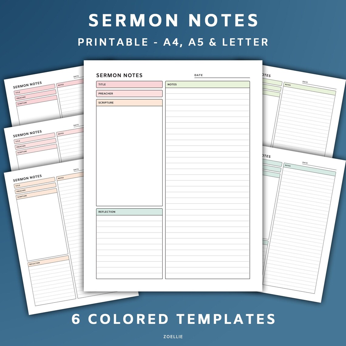 Printable Sermon Note A4 A5 and Letter Rainbow PDF Bible - Etsy