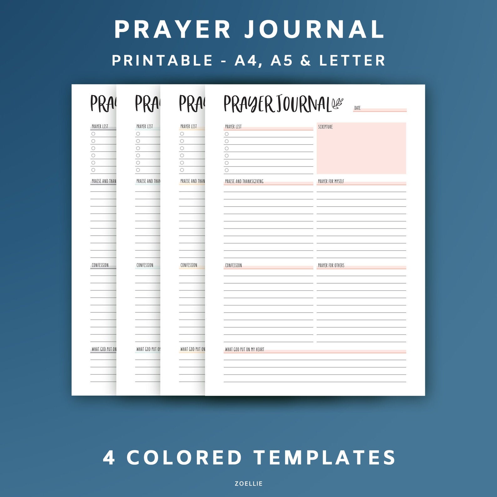 Printable Prayer Journal, A4, A5, Letter, Rainbow, PDF, Digital File ...