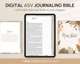 Digital ASV Journaling Bible with index tabs, Vertical, Portrait, Fall, Goodnotes, Xodo
