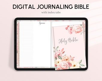 Floral Digital Bible Journal, Index Tabs, Prayer, Sermon Notes (PDF)