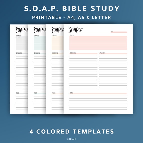 Printable SOAP Bible Study, A4, A5 and Letter, Bible Journal and Christian Faith Planner Inserts, Rainbow, PDF