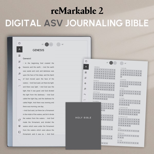 Digital ASV Journaling Bible, Vertical, Portrait, Remarkable 2 Templates