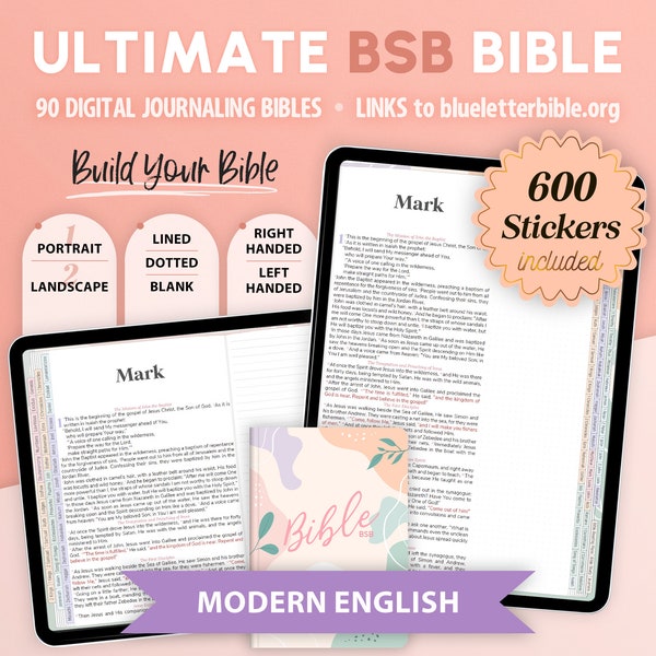 Digital Ultimate BSB Bible / Berean Standard Bible / Abstract Pastel / Landscape and Portrait