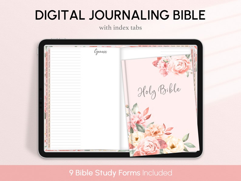 Digital Journaling Bible With Index Tabs Floral Goodnotes Etsy