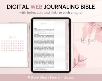 Biblia de diario WEB digital con pestañas de índice, vertical, vertical, rosa crepé, Goodnotes, Xodo