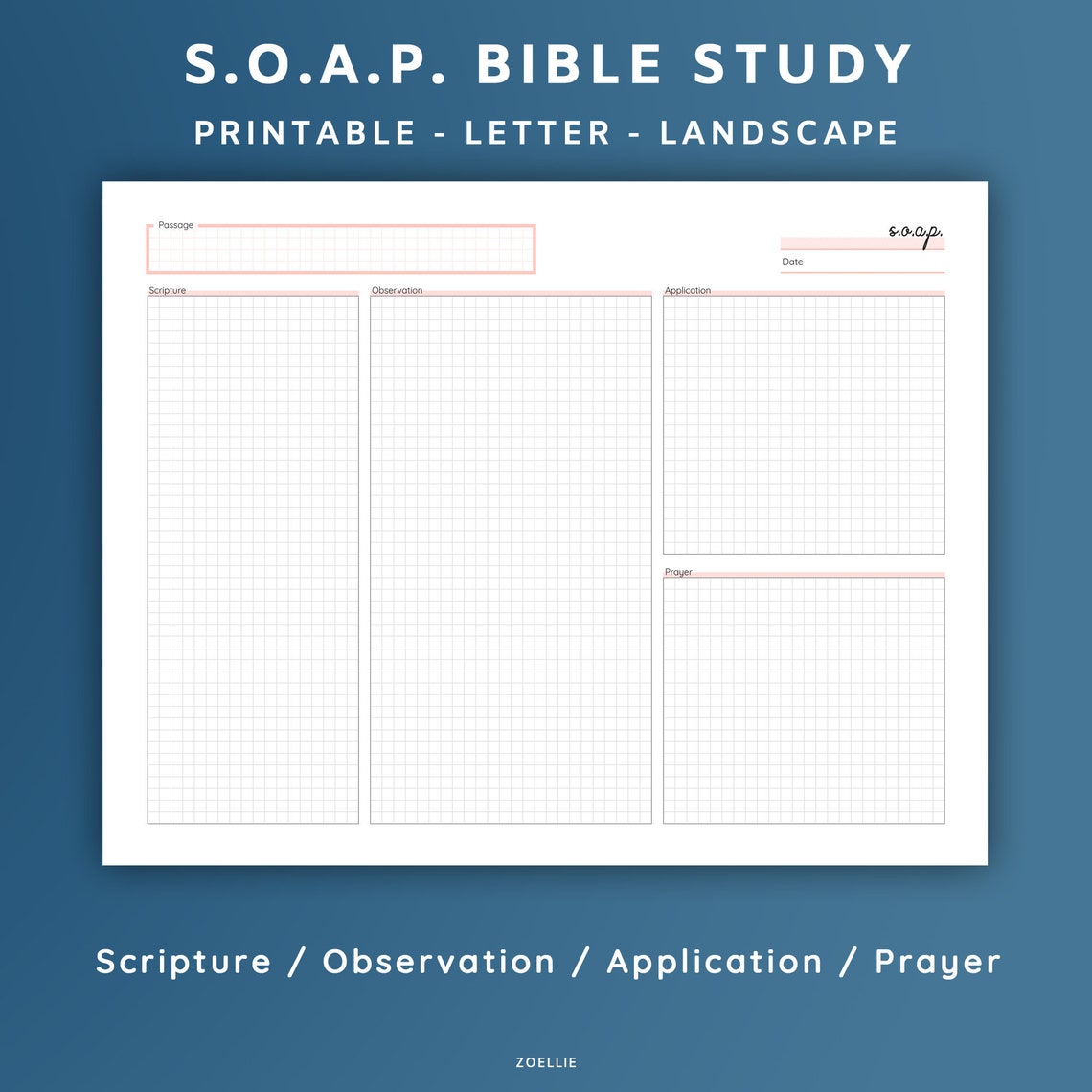 Printable S.O.A.P. Bible Study Templates Bible Journal and | Etsy