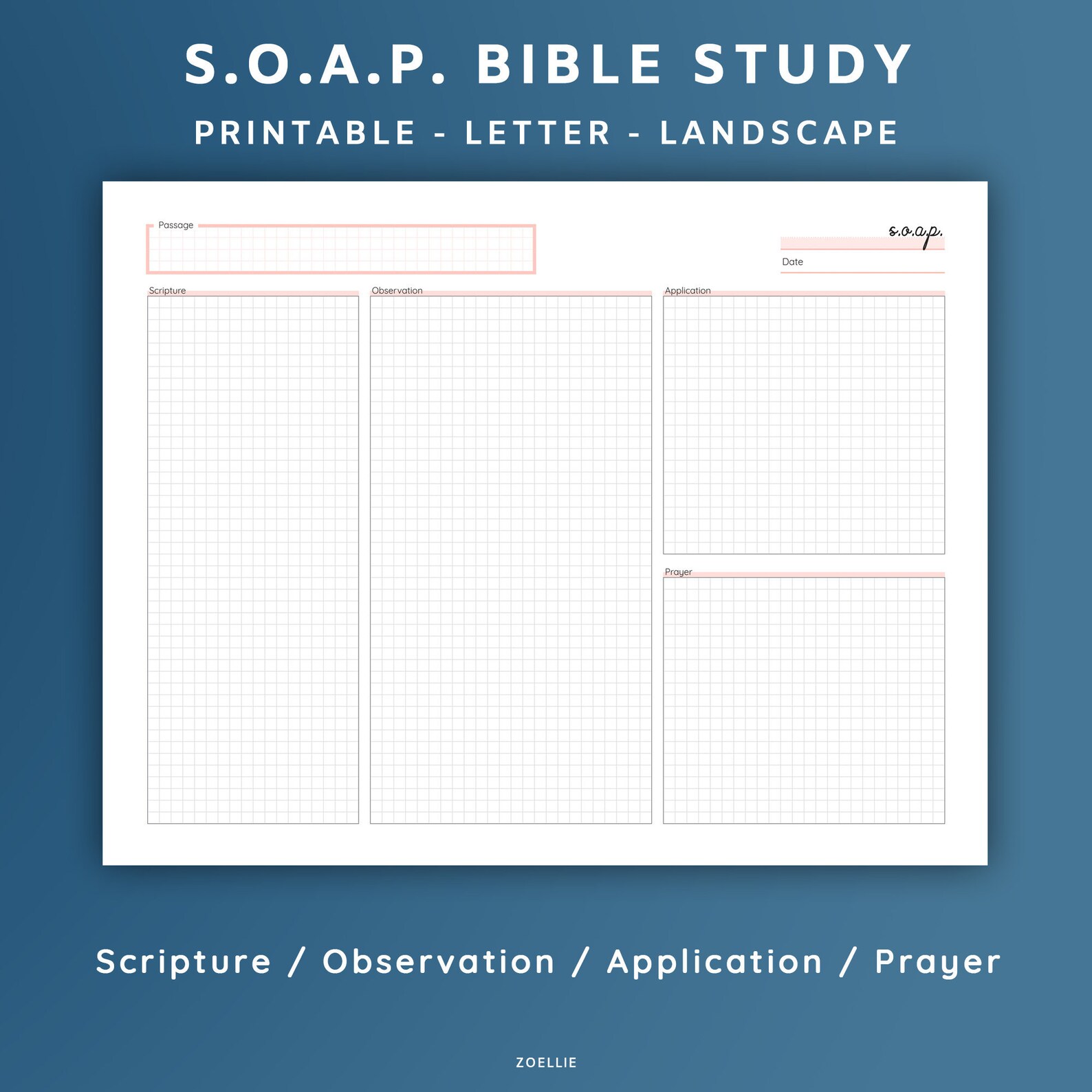 Printable S.O.A.P. Bible Study Templates Bible Journal and | Etsy