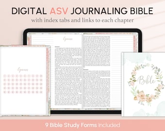 Digital ASV Journaling Bible with index tabs, Floral, Goodnotes, Xodo, Prayer Journal, Bible Study, Sermon notes