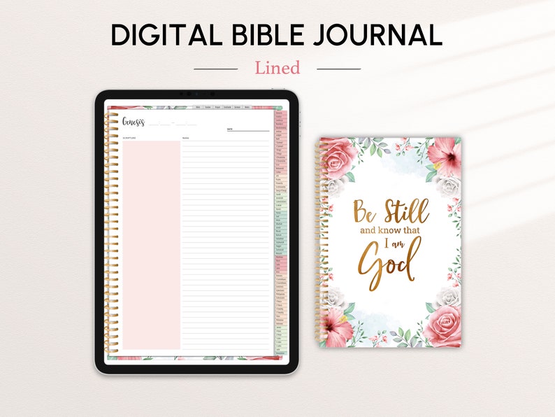 Digital Bible Journal Portrait Lined Floral Goodnotes Etsy