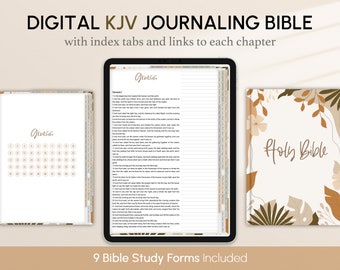 Digital KJV Journaling Bible with index tabs, Vertical, Portrait, Fall, Goodnotes, Xodo