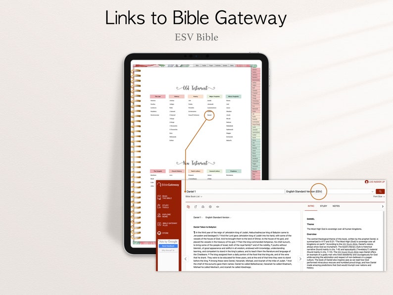 Digital Bible Journal Portrait Lined Floral Goodnotes Etsy