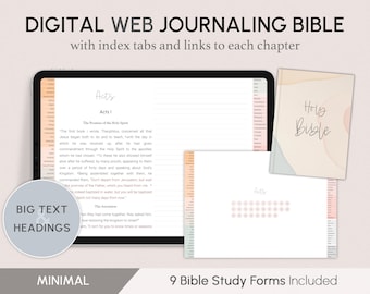 Digitale WEB Journaling Bijbel met indextabbladen, Landschap, Minimale Pastel, Grote Tekst, Koppen
