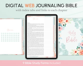 Digital WEB Journaling Bible with index tabs, Vertical, Portrait, Rose, Goodnotes, Xodo
