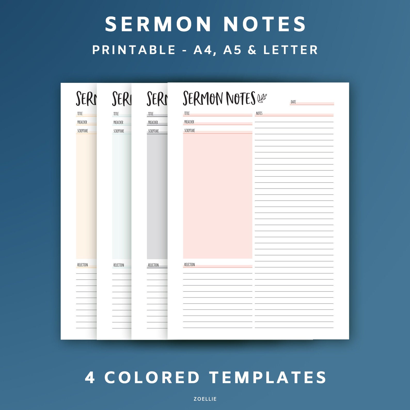 Printable Sermon Notes A4 A5 Letter Rainbow PDF Bible - Etsy