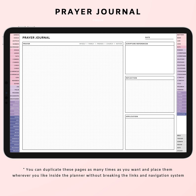 Grid Scripture Journal Purple Digital Bible Journal, Grid, Goodnotes, Prayer & Sermon Notes ...