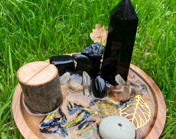 Crystal Resin Altar: Intention Setting Station with Gold Leaves