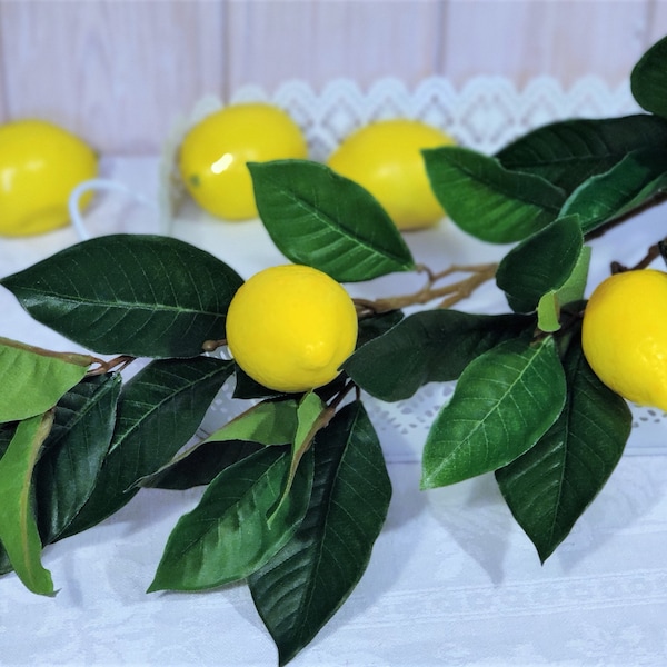 Zweig Zitronen Blätter Blüten künstlich Dekoration Tischdekoration Tischschmuck Blumenstrauß