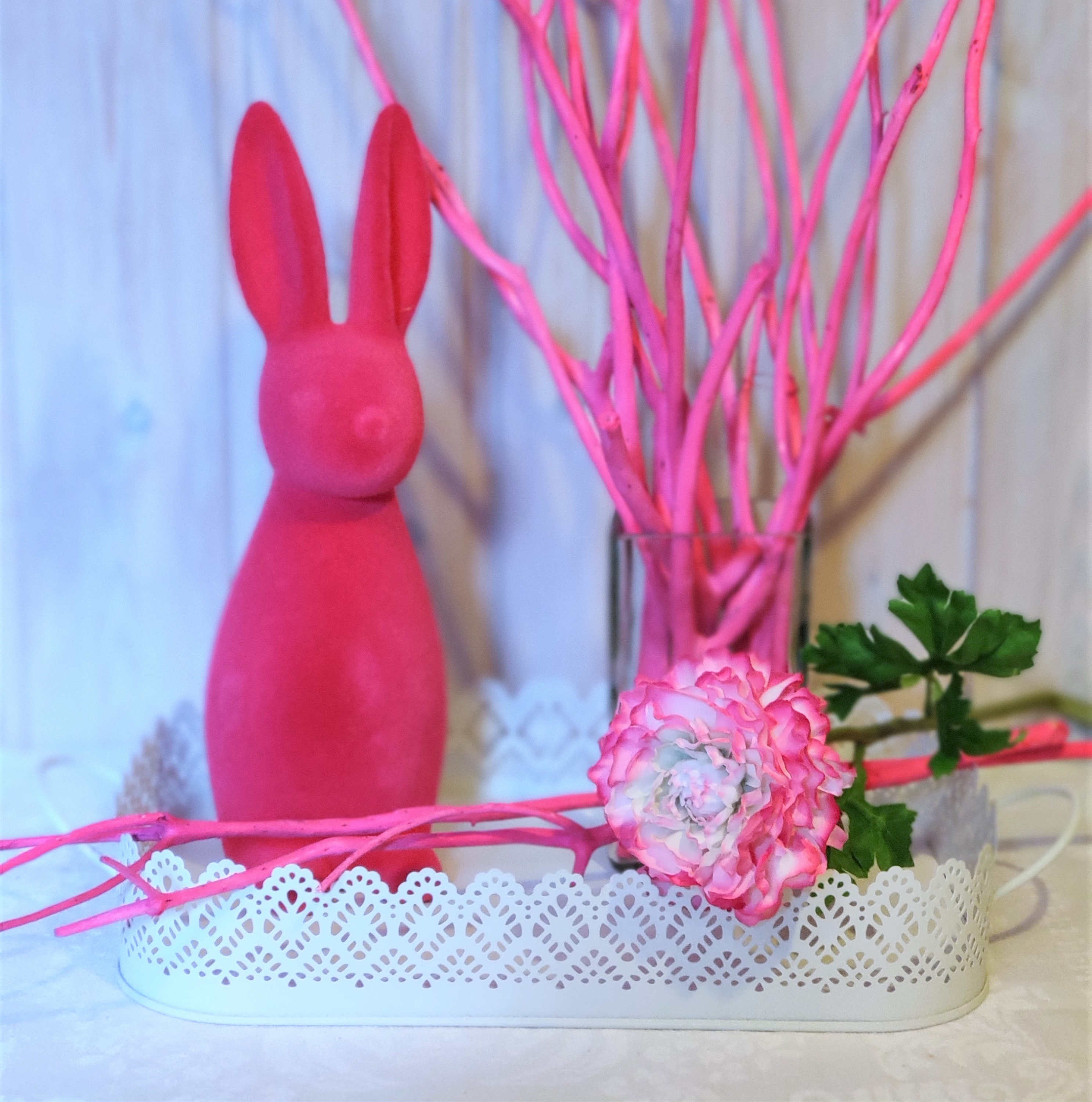 Easter Bunny Branches Pink Ranunculus Easter Decoration Easter