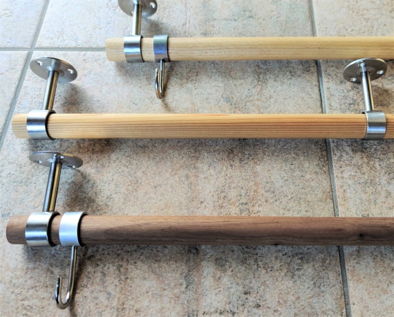 Towel Rail 60 Cm Wood to Choose From Stainless Steel Hook Bathroom Toilet  Bathroom Beech Larch Cedar Walnut Wooden Rod Towel Holder 