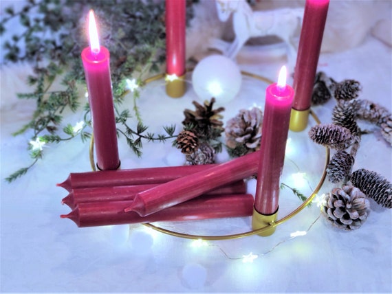 Velas rojas 4 piezas ramo de velas 18 cm juego de velas rojo oscuro Navidad  cumpleaños portavelas varilla vela adviento corona candelabro candelabro -   México