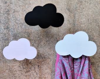 Wandhaken Wolken Garderobenhaken Haken aus Holz 3 Farben Garderobe Flur Eingang Kinderzimmer Kleiderhaken Kinder