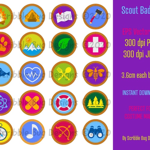 Vector Scout Badges Clipart Scout Badges Printable Scout - Etsy