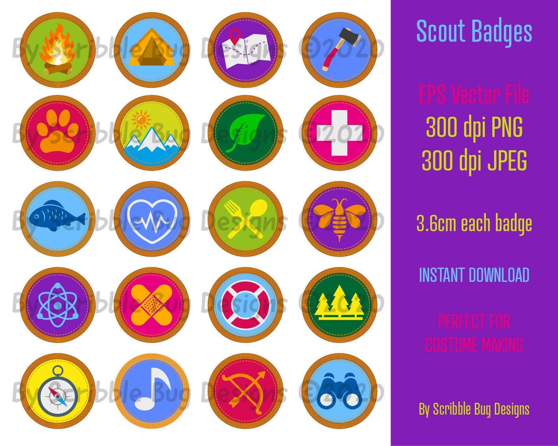 Vector Scout Badges, Clipart Scout Badges, Printable Scout Badges