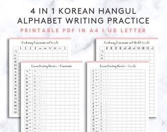writing in korean practice Korean Writing Practice Sheet, Korean Alphabet Hangul Consonants & Vowels, Worksheet for Korean Language Learners, Korean Study Planner