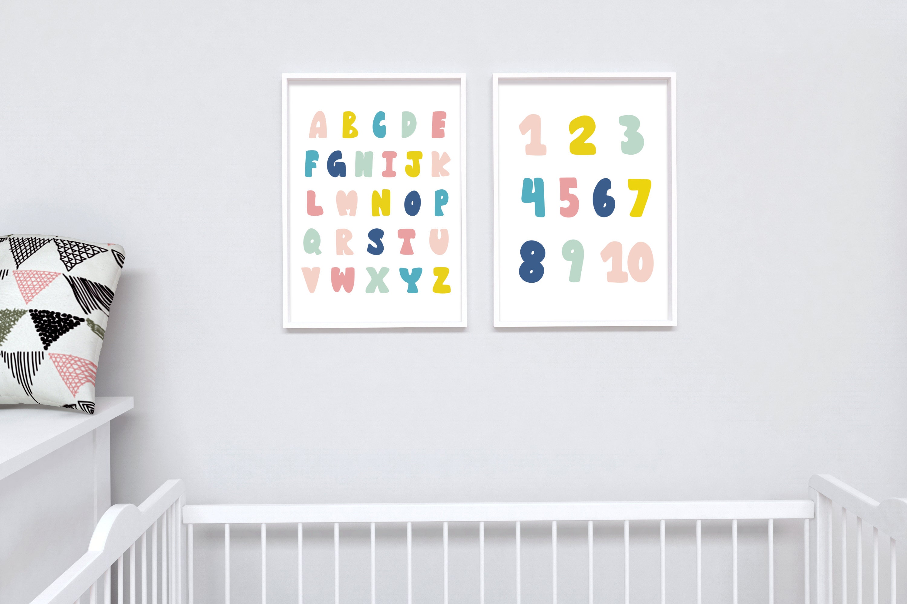 Set of 2 Prints Gender Neutral Nursery Wall Art Printable ABCD Etsy