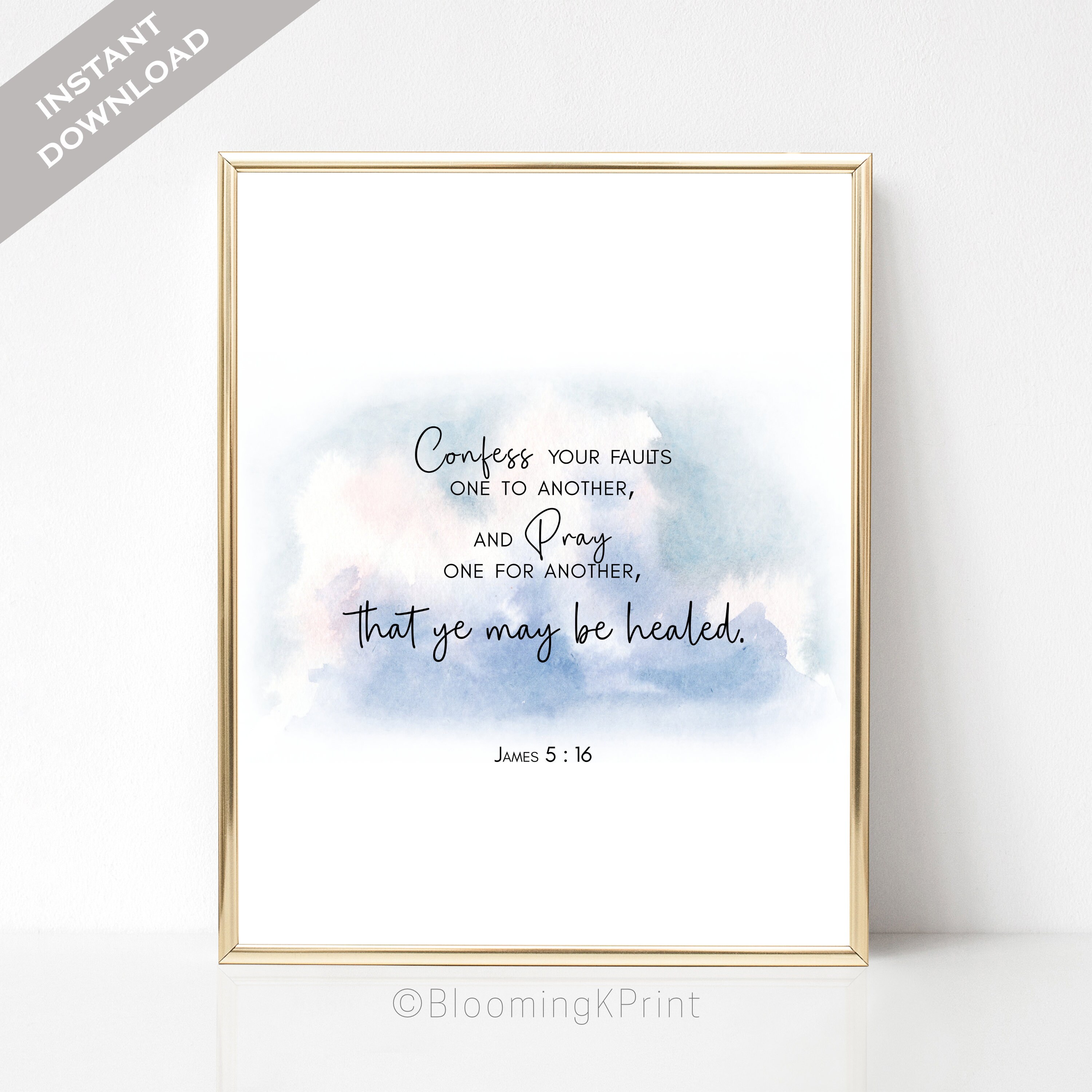 James 516 KJV Bible Verse Wall Art Large Scripture Print Etsy