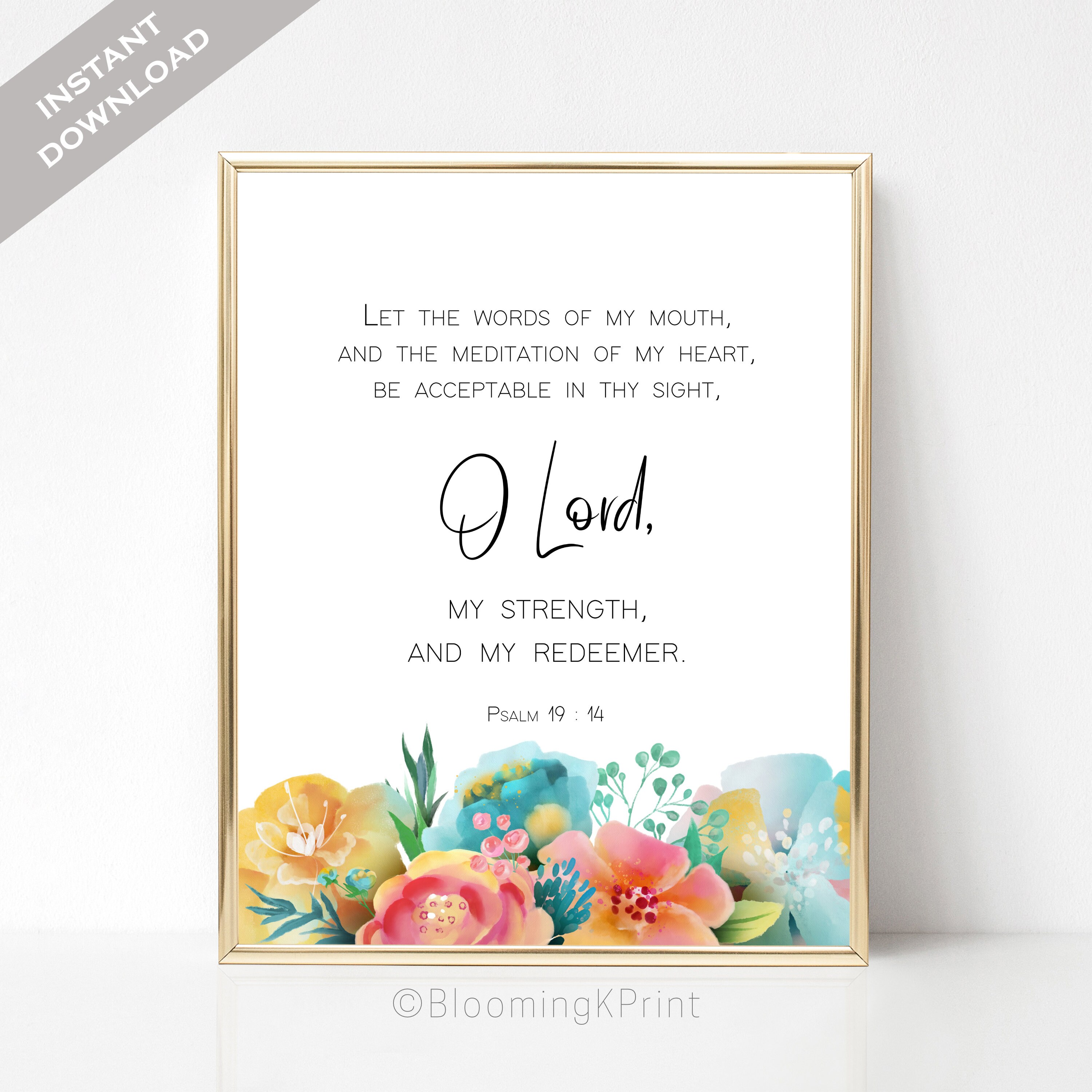 Psalm 19 14 KJV Bible Printable Wall Art Scripture Downloads Etsy
