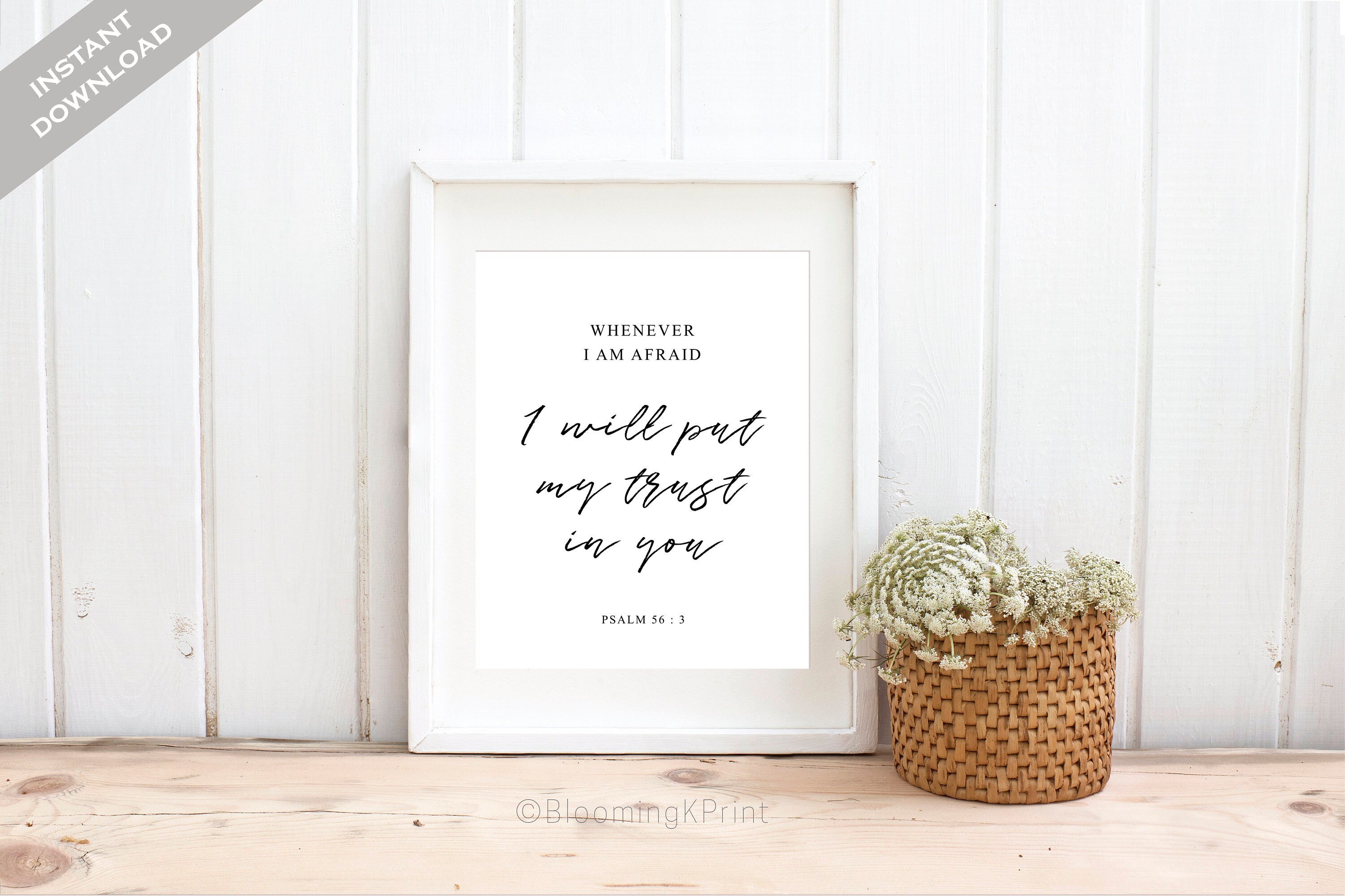 Bible verse nursery wall art Psalm 563 Whenever I am afraid Etsy