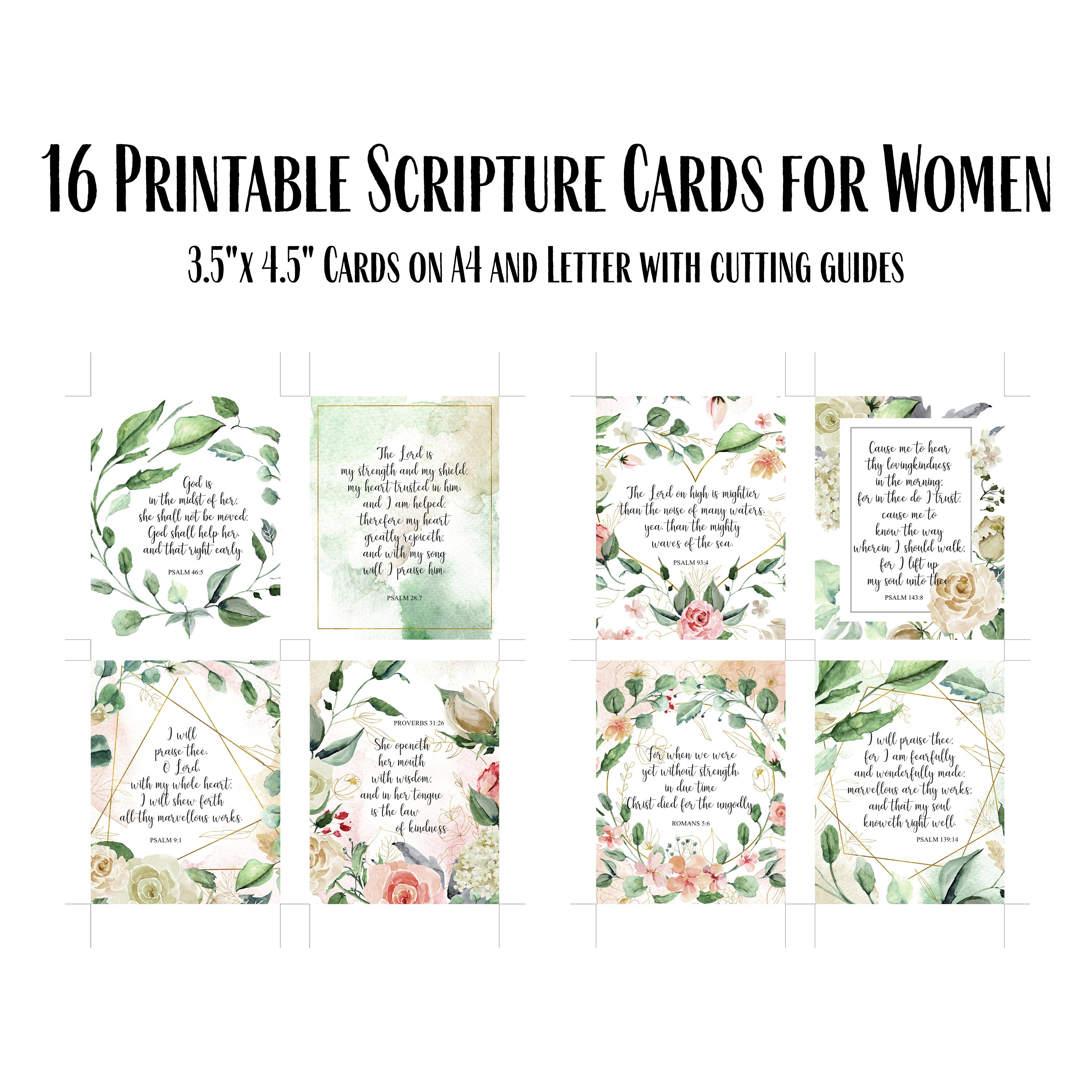 Set of 16 Bible Verse Cards for Women Scripture Cards Set | Etsy