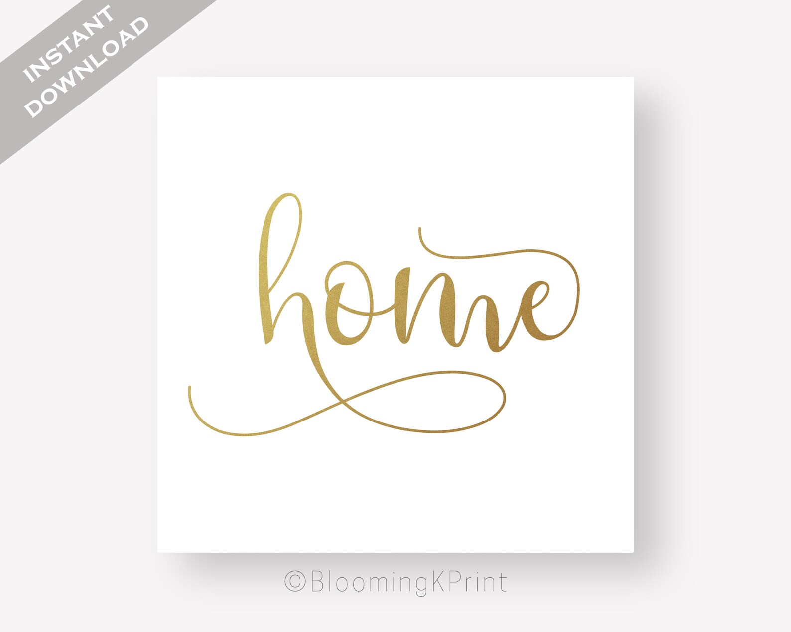 Gold Home Sign Simple Wall Decor Minimalist Wall Art Print Etsy