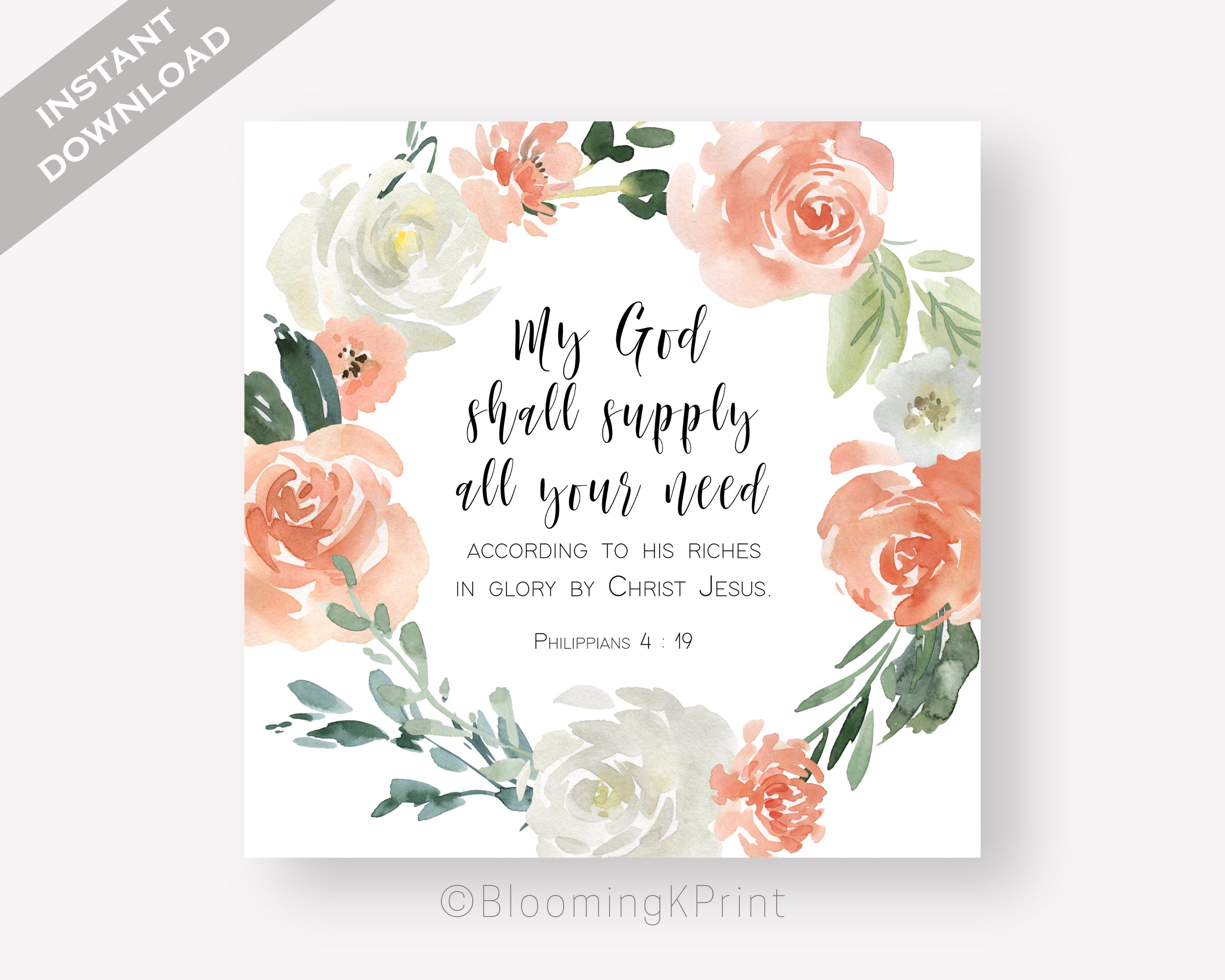 Philippians 4:19 KJV Scripture Art Bible Verse Printable Art | Etsy