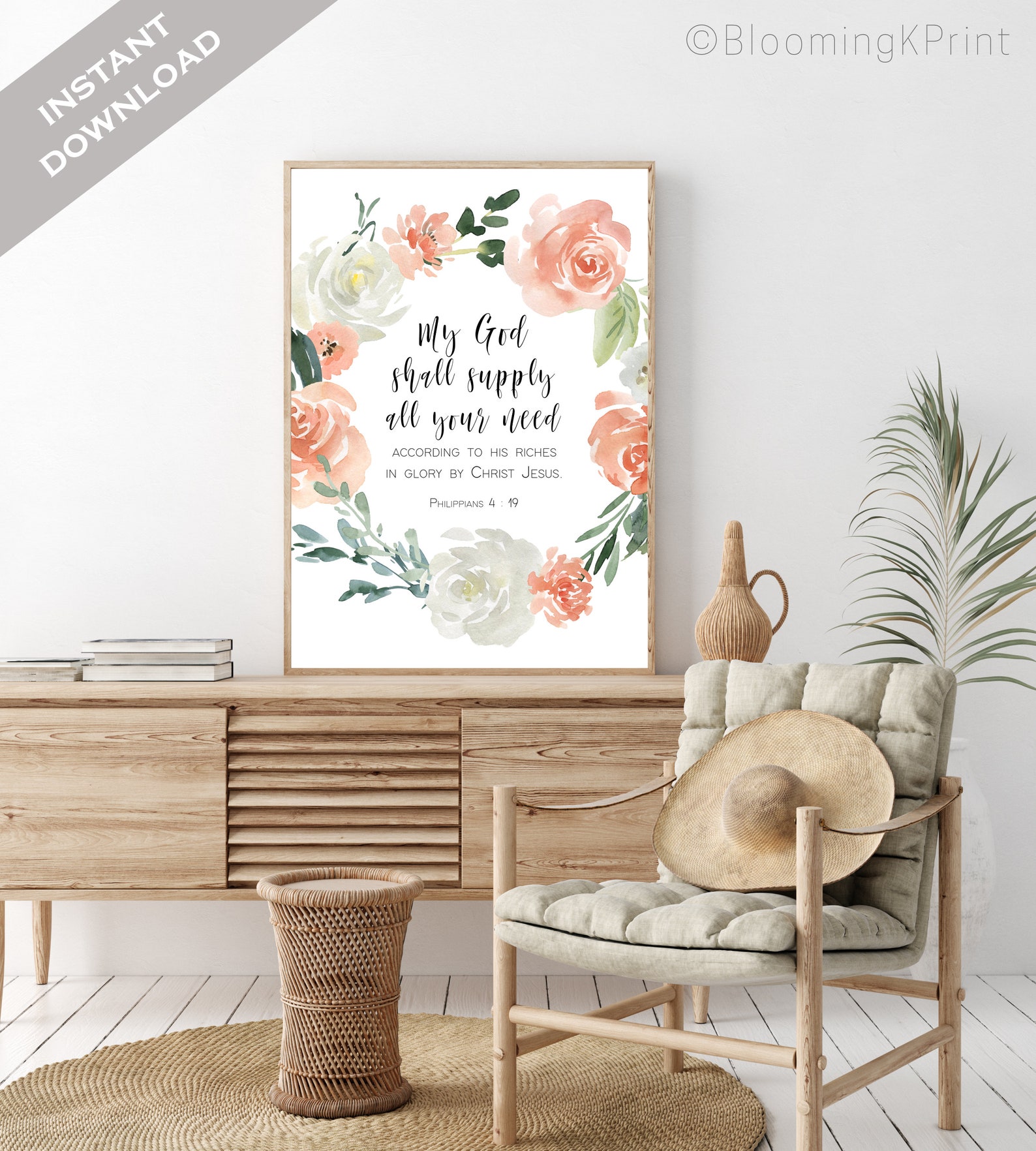 Philippians 4:19 KJV Scripture Art Bible Verse Printable Art | Etsy