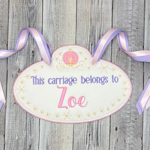 Princess Carriage, fun stroller tag, Luggage Tag, Personalized Custom, Diaper Bag Tag, Theme Park Spotter, Wheelchair Tag