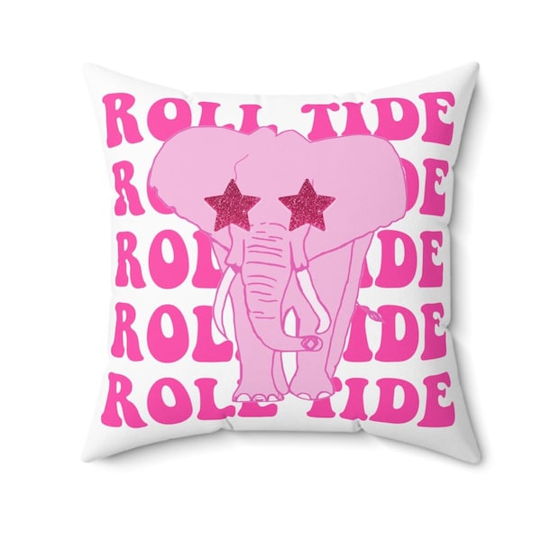 Roll Tide Pillow, Preppy Dorm Pillow, Preppy Bedroom Pillow, Alabama Dorm Decor, Preppy Elephant Pillow, Pink Alabama Pillow, Pink Roll Tide