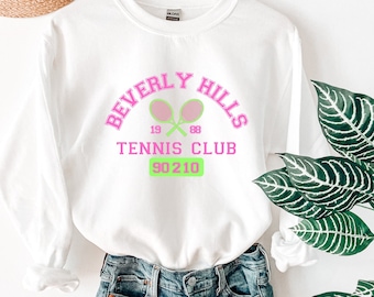 Beverly Hills Tennis Club Sweatshirt | Tennis Sweatshirt | 80s Sweatshirt | Vintage Crew Neck | 90210