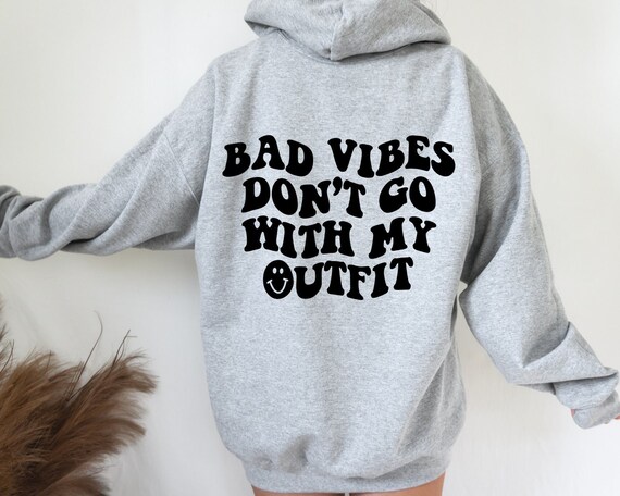 Smiley Face Hoodie Preppy Hoodie Good Vibes Sweatshirt Aesthetic