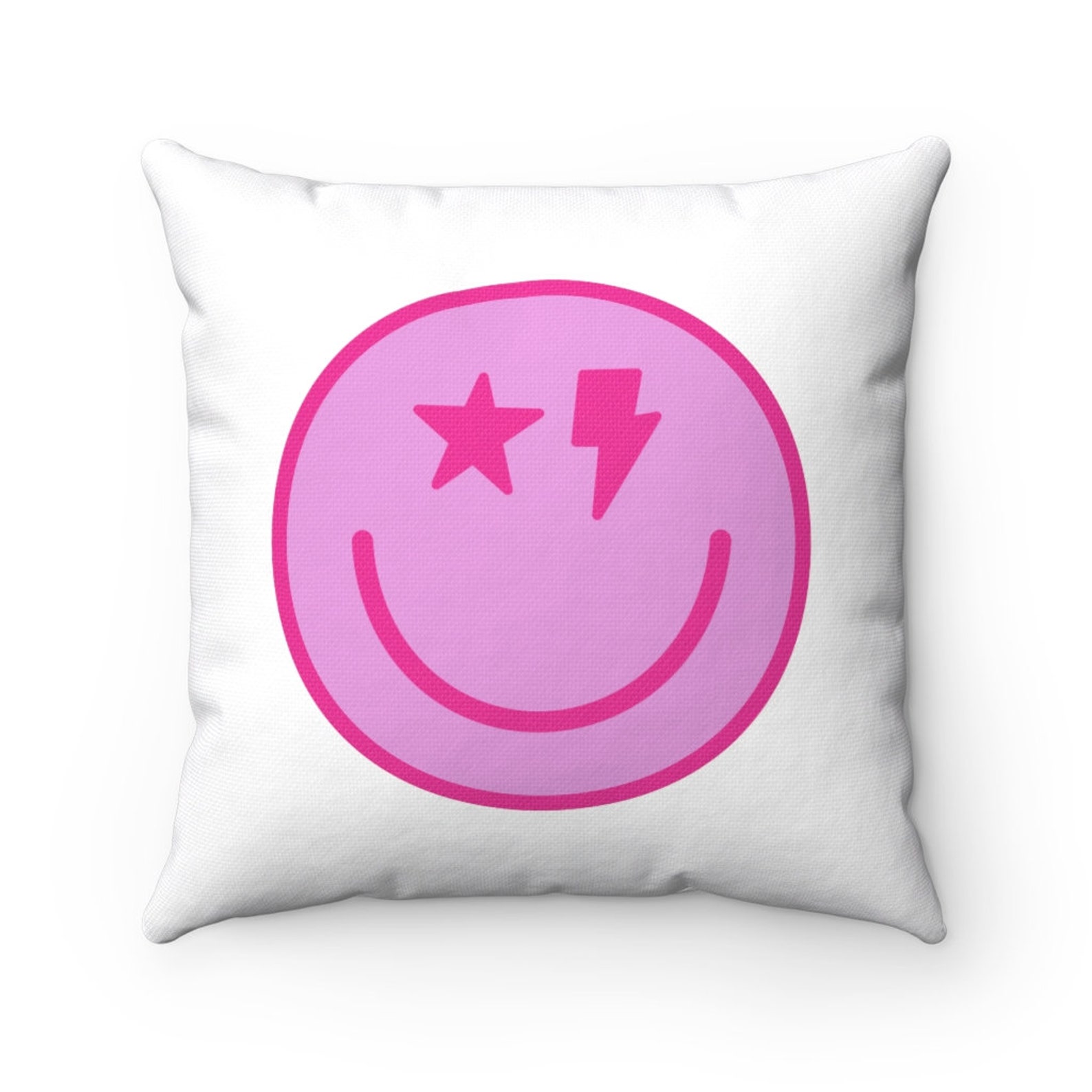 Smiley Face Throw Pillow Preppy Throw Pillow Star Eye Etsy