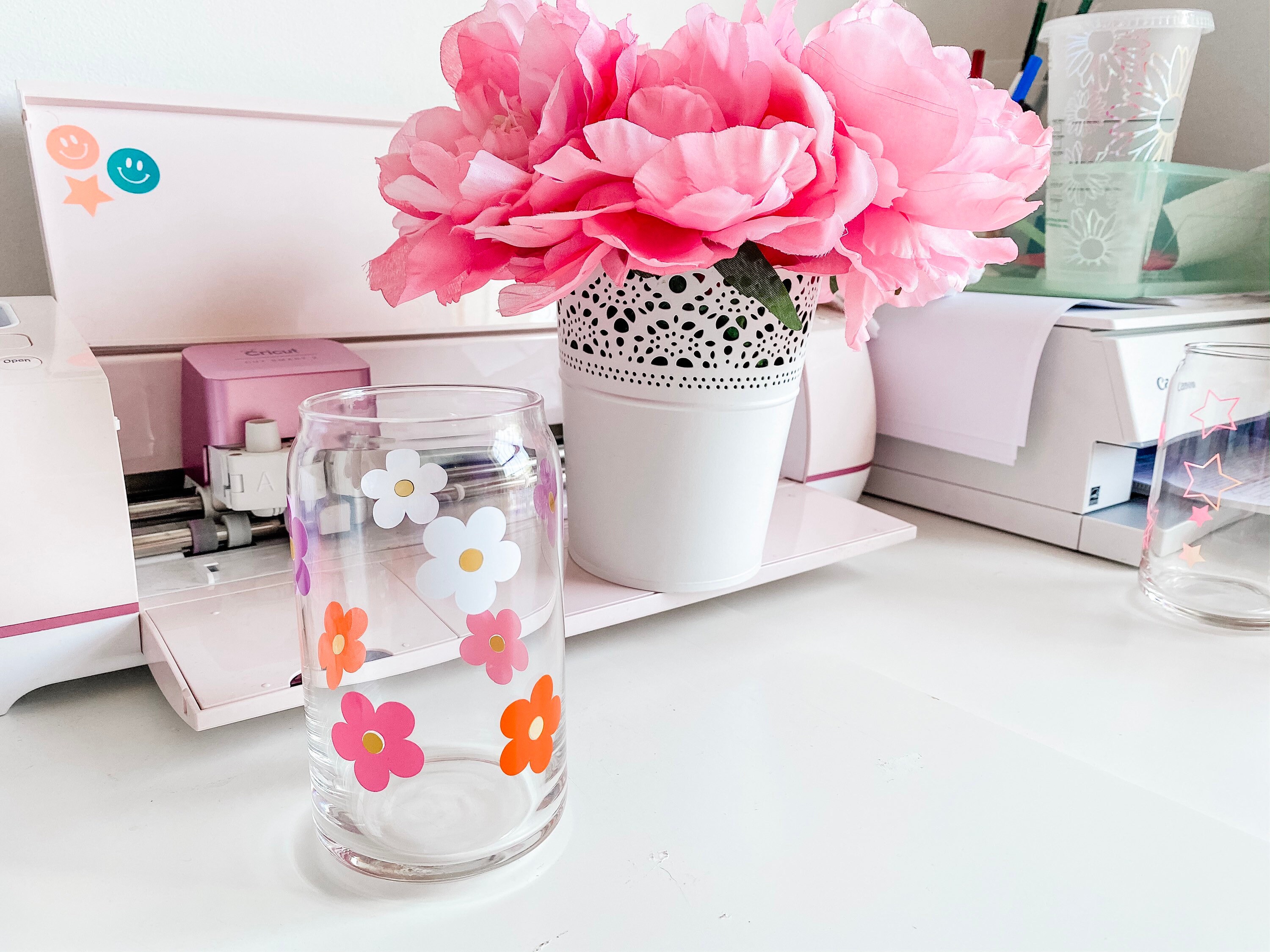 Daisy Beer Can Glass | Boho Tumbler | Summer Tumbler | Iced Coffee Gl…
