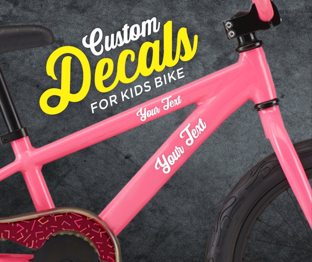 2 Decals for Kids Bike Frame 2x Personalized Kids Bike Frame Decals