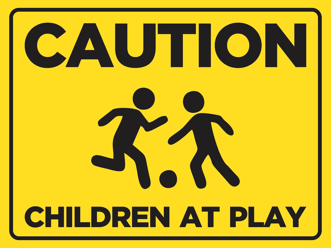 CAUTION Children at Play Yard Sign Children Safety Yard Sign Etsy