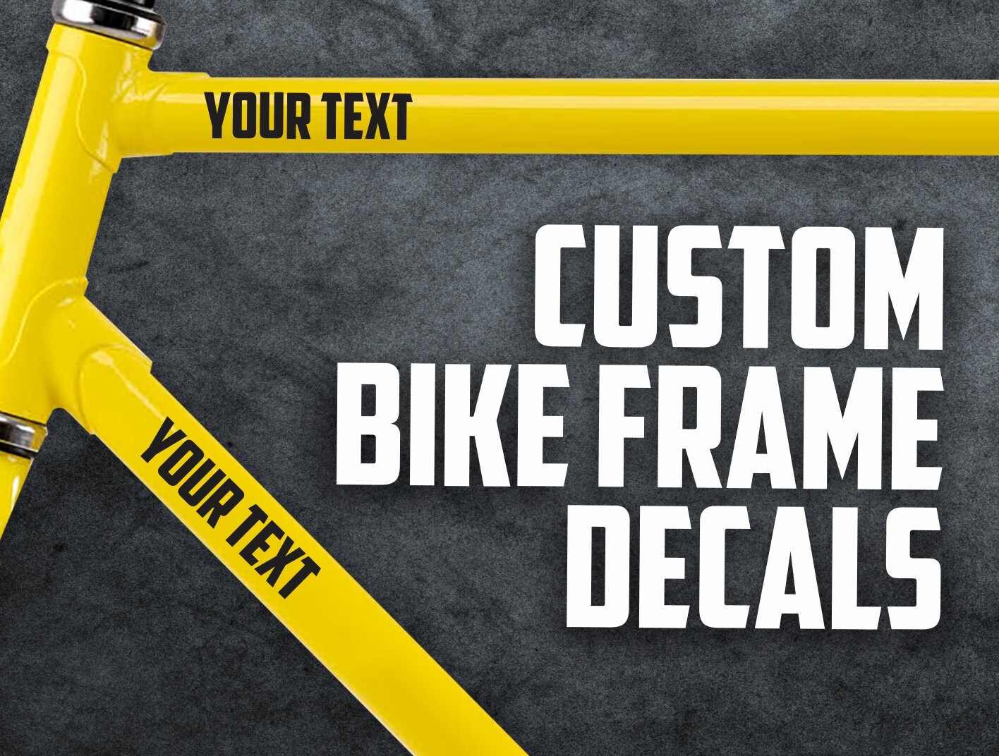 2x Personalised Bike Frame Text Lettering Decals – Custom Vinyl Stickers