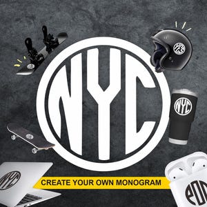 Custom Monogram Decals - Custom Monogram Logo Decals - Monogram Logo Decals - Monogram Logo Design Decals - Custom Design Monogram Decals