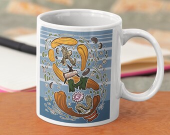 Japanese Foodie/ Artsy Artist/ Secret Message/ Japanese Aesthetic/ Retro Vintage/ Vaporwave White Glossy Mug